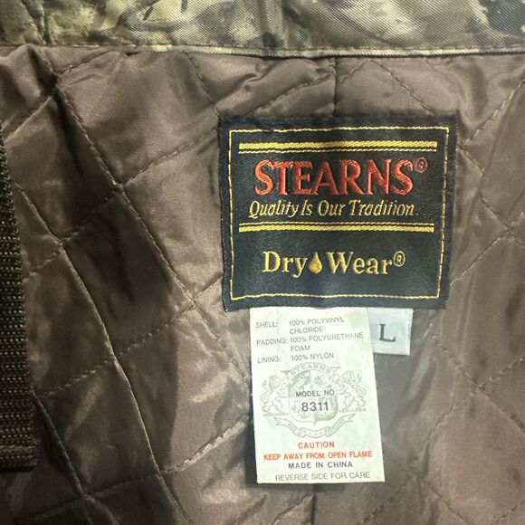 Stearns Dry Wear Camo Rain Bibs Overalls Mens XL Outdoors Hunting Camping *flaw - Picture 2 of 12